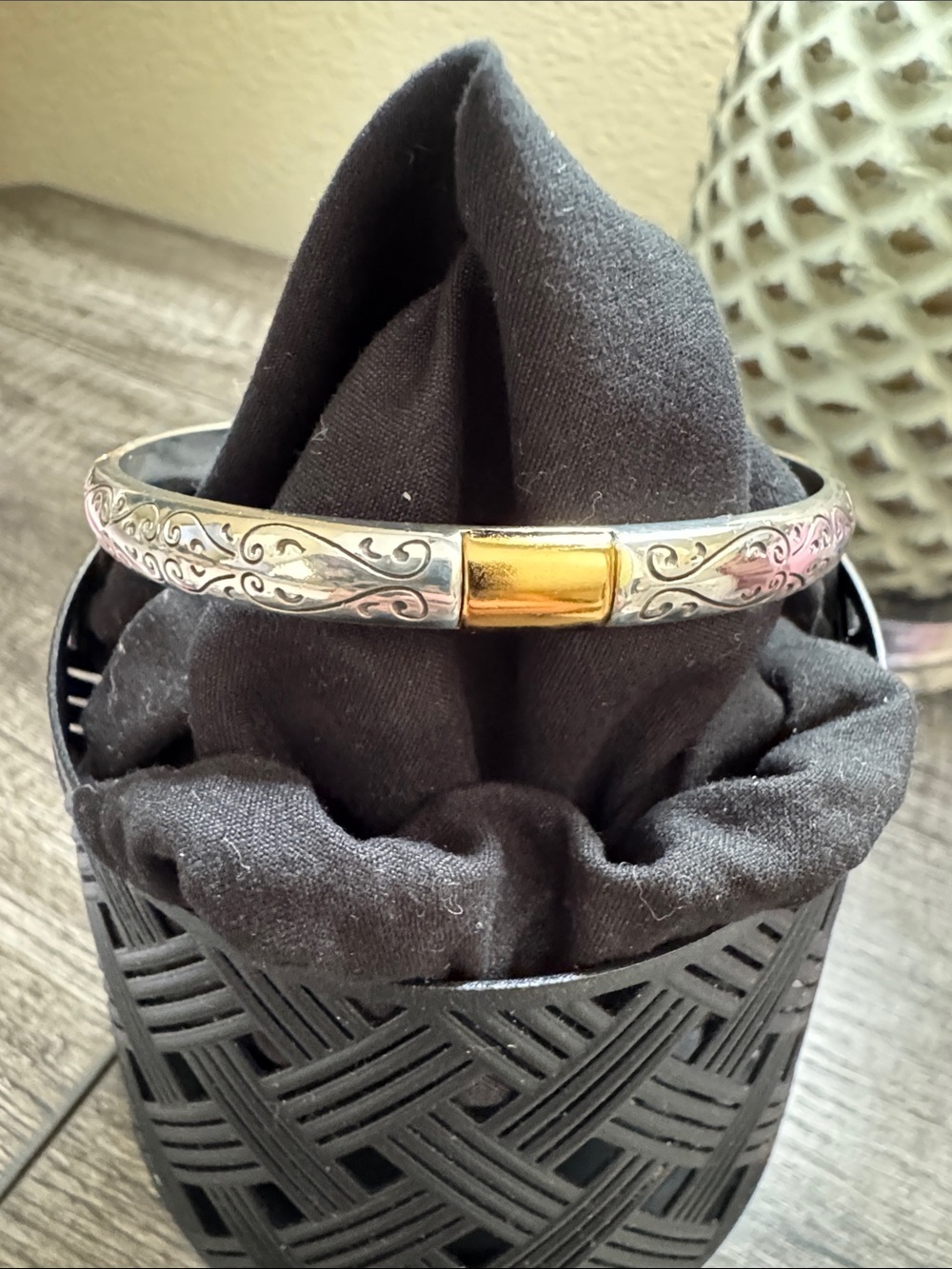 Brighton Bangle Two-Tone Silver & Gold Scroll Cuff Bracelet